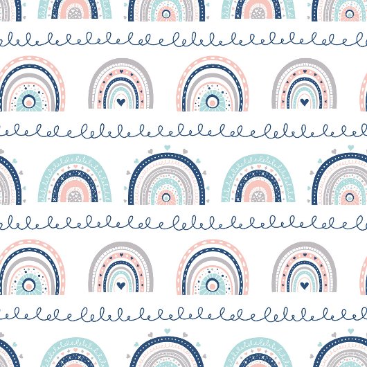 Navy Pink Blanket Soft Rainbows Boho Kids Accent Fleecedecke