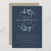 NAVY PINK BLUE FAUNA WREATH ANY AGE BIRTHDAY CARD DANKESKARTE (Vorne/Hinten)