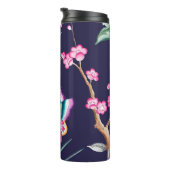 Navy & Pink Chinoiserie Blume Travel Tumbler Thermosbecher (Nach rechts gedreht)