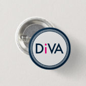 Navy & Pink Diva-Text Design Button (Vorne & Hinten)