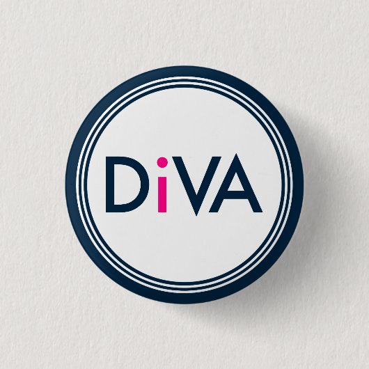 Navy & Pink Diva-Text Design Button (Vorderseite)