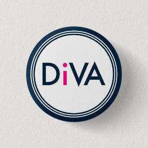 Navy & Pink Diva-Text Design Button