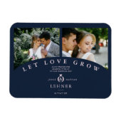 Navy Pink Elegant 2 Fotos gelassen Liebe Grow Wedd Magnet (Horizontal)
