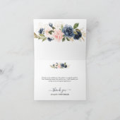 Navy Pink Floral Baby Dusche Danke Karte (Innenseite)