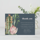 NAVY PINK FLORAL CACTI FOLIAGE WEDEDGE DANK EINLADUNG (Stehend Vorderseite)