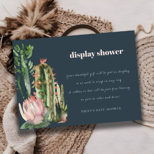 NAVY PINK FLORAL DESERT CACTI DISPLAY BABY SHOWER BEGLEITKARTE