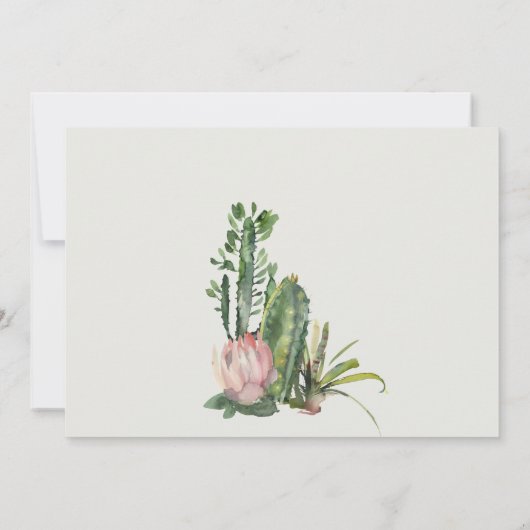 NAVY PINK FLORAL DESERT CACTI FOLIAGE BABY SHOWER EINLADUNG (Rückseite)