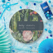 NAVY PINK FLORAL DESERT CACTI FOLIAGE BABY SHOWER PAPPTELLER (Party)
