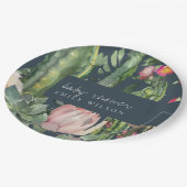 NAVY PINK FLORAL DESERT CACTI FOLIAGE BABY SHOWER PAPPTELLER (Schrägansicht)