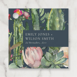 NAVY PINK FLORAL DESERT CACTI FOLIAGE WEDD GESCHENKANHÄNGER