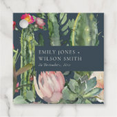 NAVY PINK FLORAL DESERT CACTI FOLIAGE WEDD GESCHENKANHÄNGER (Vorderseite)