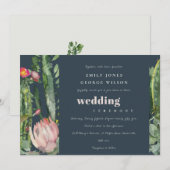 NAVY PINK FLORAL DESERT CACTI WATERCOLOR WEDD EINLADUNG (Vorne/Hinten)