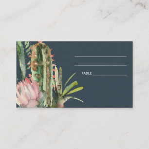 NAVY PINK FLORAL DESERT CACTI WEDD PLATZKARTE VISITENKARTE