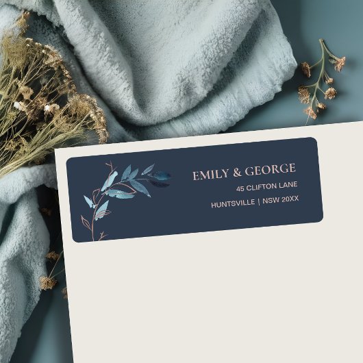 NAVY PINK FOLIAGE WATERCOLOR BLÄTTER BRANCHADRESSE