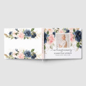 Navy Pink Foto Beileid Beerdigung Wasserfarbe Gästebuch (Voll)