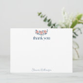 Navy Pink Garden Blume Custom Brautparty Dankeskarte (Stehend Vorderseite)