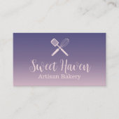 Navy Pink Gradient Cooking Utensiy Bäckerei Visitenkarte (Vorderseite)