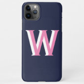 Navy Pink Initial iPhone Hülle (Rückseite)
