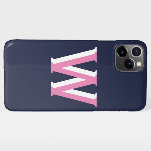 Navy Pink Initial iPhone Hülle (Rückseite (Horizontal))