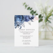 Navy & Pink mit Silver Foil Hochzeitgästen Details Begleitkarte (Stehend Vorderseite)