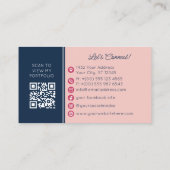 Navy Pink Modernes Mohnmuster Monogramm Visitenkarte (Rückseite)