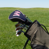 Navy Pink Monogram Golf Headcover (In SItu)