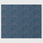 Navy & Pink Palm Print Wrapping Paper Geschenkpapier (Flach)