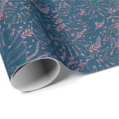 Navy & Pink Palm Print Wrapping Paper Geschenkpapier (Rolleneckpunkt)