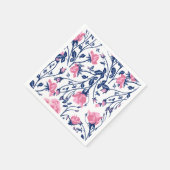 Navy & Pink Rose Blume Printing Serviette (Ecke)