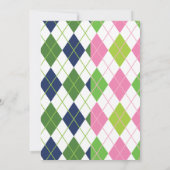 Navy & Pink Split Raute Golf Party Einladungen (Rückseite)