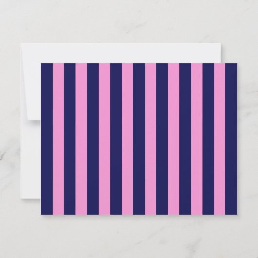 Navy Pink Striped Wavy Frame Note Card Einladung (Rückseite)