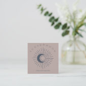 Navy Pink Sun Moon Spirituelle Solarenergie Quadratische Visitenkarte (Stehend Vorderseite)