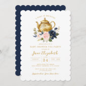 Navy Pink Tee Party Ein Baby Braut Baby Dusche Einladung (Vorne/Hinten)