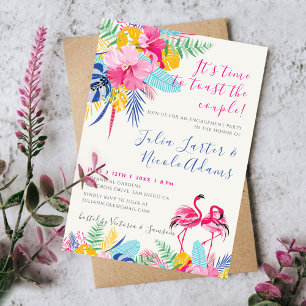Navy Pink Tropical Wild Forest Engagement Party Einladung
