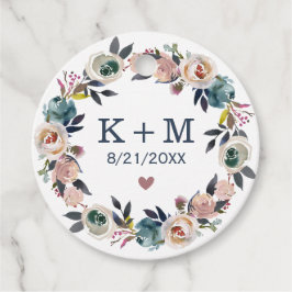 Navy Pink Wedding Brautparty Monogram Vielen Dank Geschenkanhänger