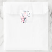 Navy Pink White Floral 1,5" Hochzeitsaufkleber Quadratischer Aufkleber (Tasche)