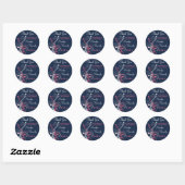 Navy Pink White Floral Brautparty Sticker (Blatt)