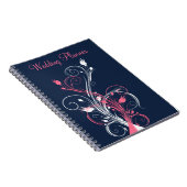 Navy Pink White Floral Wedding Planner Notebook Notizblock (Rechte Seite)