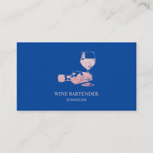 Navy Pink Wine Barkeeper Sommelier Visitenkarte (Vorderseite)