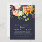 NAVY PINK YELLOW ORANGE FLORAL BUNCH BRAUTPARTY EINLADUNG (Vorderseite)