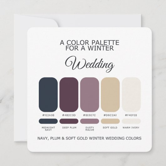 Navy Plum Soft Gold Winter Wedding Palette Card Einladung (Vorderseite)