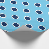 Navy Polka Dot Muster auf Light Blue Gift Wrap Geschenkpapier (Ecke)