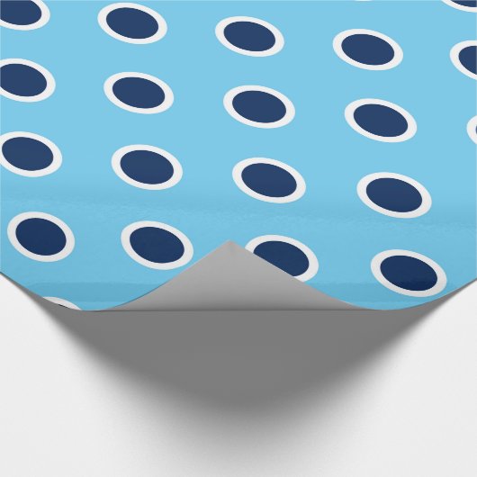 Navy Polka Dot Muster auf Light Blue Gift Wrap Geschenkpapier (Ecke)