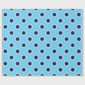 Navy Polka Dot Muster auf Light Blue Gift Wrap Geschenkpapier (Flach)