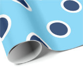 Navy Polka Dot Muster auf Light Blue Gift Wrap Geschenkpapier (Rolleneckpunkt)