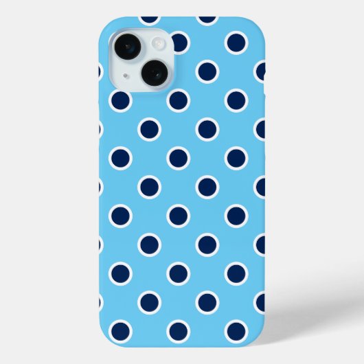 Navy Polka Dots on Bright Blue Case-Mate iPhone Hülle (Rückseite)