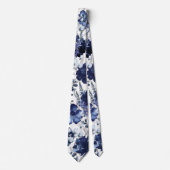 Navy Poppy & Peony Garden Wedding Neck Tie Krawatte (Vorderseite)