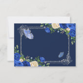 Navy Princess trägt Mis Quince Rsvp Card Dankeskarte (Rückseite)