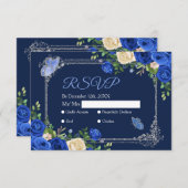 Navy Princess trägt Mis Quince Rsvp Card Dankeskarte (Vorne/Hinten)