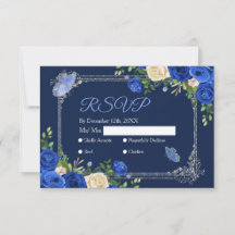 Navy Princess trägt Mis Quince Rsvp Card